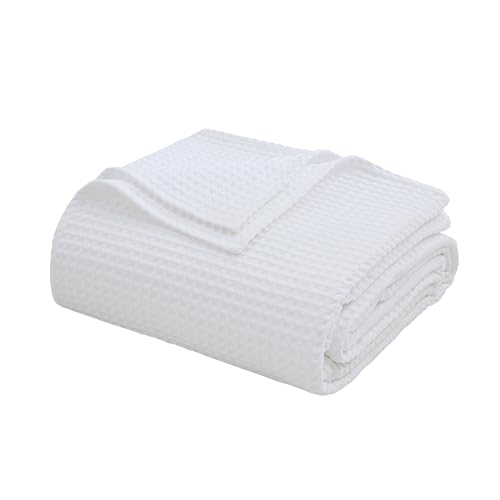 100% Egyptian Cotton Waffle Weave Throw Blanket for Bed Couch Sofa Home Decor, Soft Lightweight Bed & Couch Blanket for All Seasons (White - Twin Size - 66 * 90") - color: White, size: Twin - 66*90''