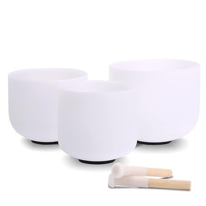 7inch 8inch 9inch Crystal singing bowls set sound bowl for healing Mindfulness, Meditation, Yoga, Spiritual and Body Healing Chakra Bowl (7G+8F+9C, 7inch+8inch+9inch with Travel bag) - color: 7G + 8F + 9C, size: 7 inch + 8 inch + 9 inch with Travel Bag