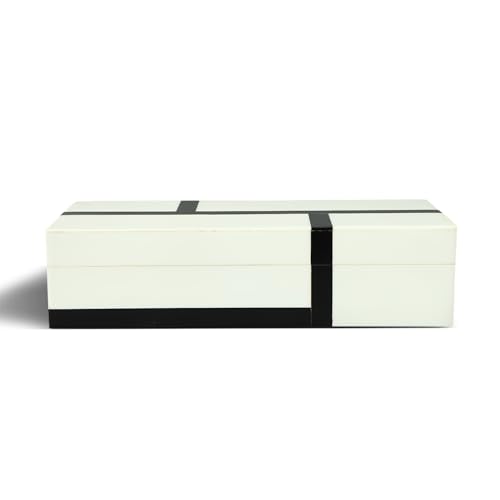 Handicrafts Home Large Decorative Storage Box with Lid – 10x4.5x2.5” Coffee Table Organizer, Keepsake- Decorative Boxes for Home Decor, Stylish Decorative Box for Office Decor- Mondrian- Black White - color: MONDRIAN-1, size: 10x4.5x2.5 Inch