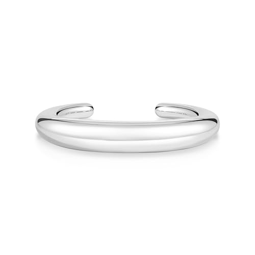 COBI Minimalist Stainless Steel Bracelet, Polished Chunky Open Bangle,Twisted Rope Cuff Bracelet, Durable Hypoallergenic Stackable Jewelry 5.6/5.7/5.9 Inch - style: Thick Bangle - Silver
