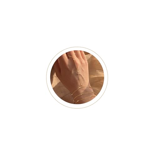 Moodear Mothers Day Gifts Gold Bracelet Stack for Women - Dainty Hand Chain Trendy Bead Link Ring Bracelets Set Waterproof Jewelry Gift - style: 3 hand ring bracelet-GD