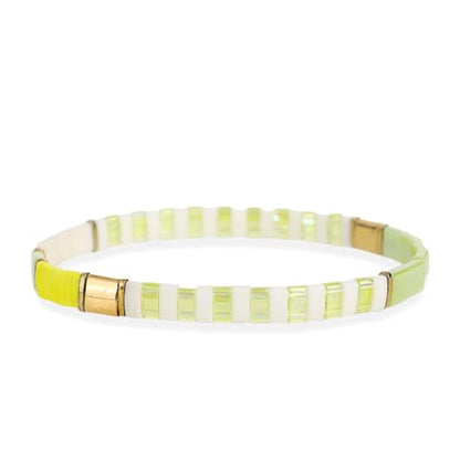 Tila Beaded Stretch Strand Bracelets for Women, Cute Boho Stackable Handmade Colorful Mixed Flat Square Beads Elastic Beach Surfer Bracelet Trendy Jewelry Friend Gift - color: 0901J