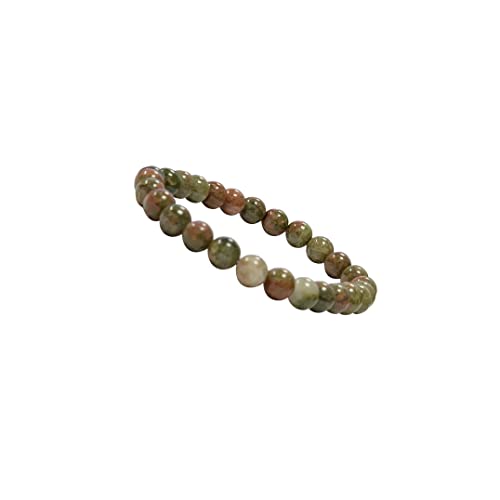 Marka JewelryNatural Unakite Gemstone Bracelet Round Loose Beads 8mm| Handmade Semi-Precious Gemstone Stretch Bracelet for Men & Women