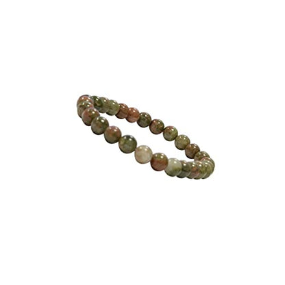 Marka JewelryNatural Unakite Gemstone Bracelet Round Loose Beads 8mm| Handmade Semi-Precious Gemstone Stretch Bracelet for Men & Women