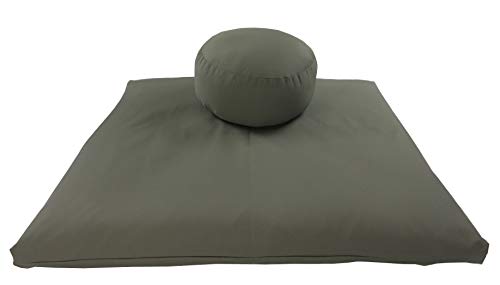 Round Zafu and Zabuton Meditation Cushion Set (2pc) - color: Olive