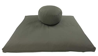 Round Zafu and Zabuton Meditation Cushion Set (2pc) - color: Olive