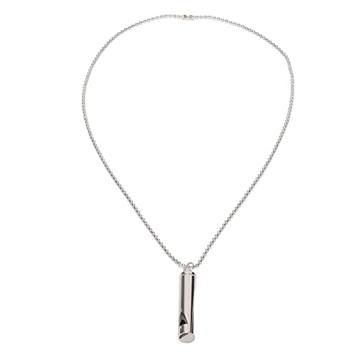 ANGGREK Whistle Necklace, Necklace Anxiety Relief Necklace Meditation Necklace Stainless Steel Whistle Necklace for Men Women - color: Silver