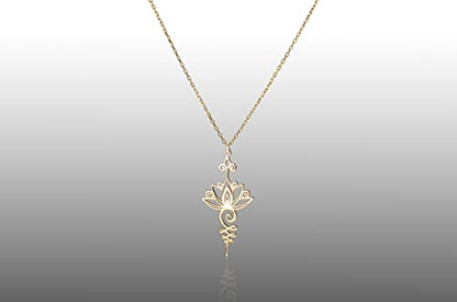Lotus Unalome Necklace - 925 Sterling Silver Lotus Flower Unalome Necklace - Yoga Jewelry - Chakra Necklace - Spiritual Symbol Charm - size: 18 Inches