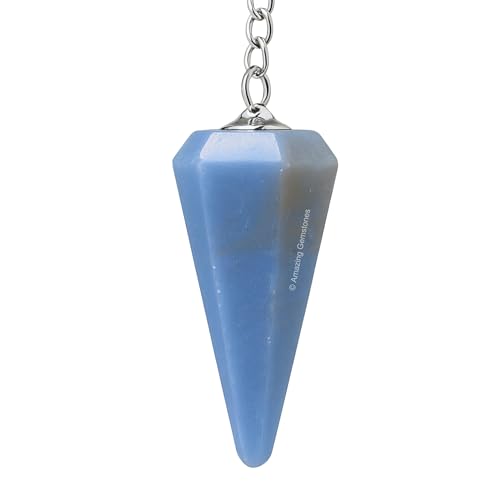 Amazing Gemstone Angelite Crystal Pendulum for Divination - Certified Dowsing Crystals and Healing Stones for Chakra Balancing and Meditation - Enhance Reiki Spiritual Growth - color: Angelite