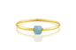 Aqua Quartz Gold Tube Bracelet - Square Aqua Quartz Gemstone Center Bead - Shiny Gold Filled Slip On Bracelet for Women - Minimal Stackable Tube Gold Jewelry