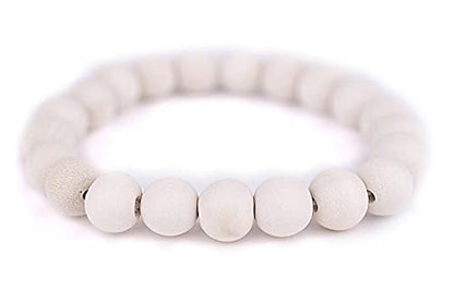 Wood Bead Bracelet - color: White, size: Large Beads