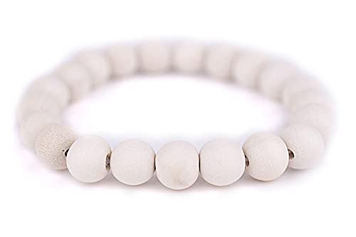 Wood Bead Bracelet - color: White, size: Large Beads