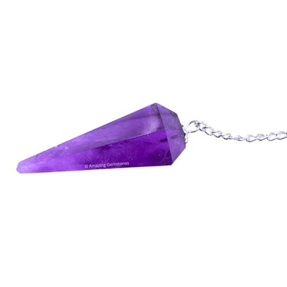 Amazing Gemstone Amethyst Crystal Pendulum for Divination - Certified Dowsing Crystals and Healing Stones for Chakra Balancing and Meditation - Enhance Reiki Spiritual Growth - color: Amethyst