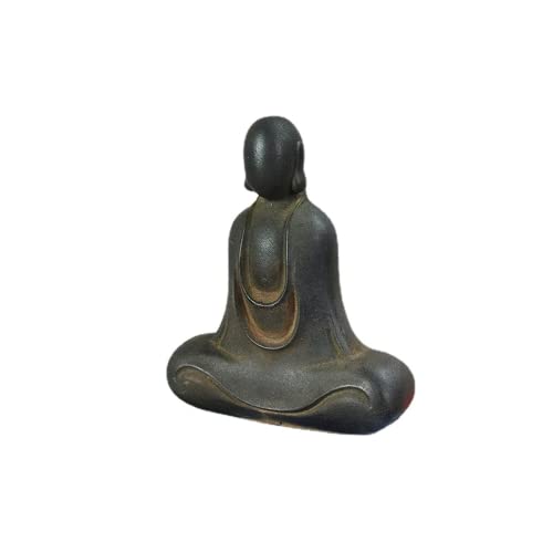 NA Solid Creative Cast Ironfaceless Buddha Statue Figurine, Black Abstract Study Meditation Room Garden Handmade Buddha Statue Sculpture