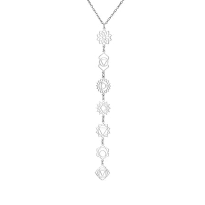 7 Chakra Necklace for Women Stainless Steel Spiritual Healing Chakra Pendant Necklace Yoga Meditation Jewellery for Mother's Day - color: Style1-S