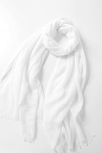 Jeelow Solid Color Scarf Wrap Shawl for Women Men – Soft Lightweight Head Scarf, All Season, Travel Beach Office Daily Wear - color: Basic White