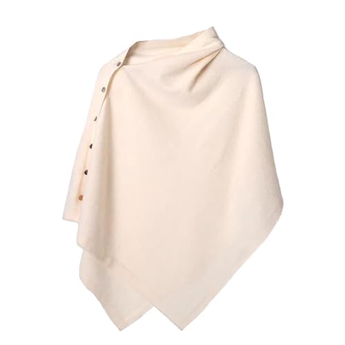 Women's Versatile Knitted Shawls Scarf Poncho Sweater Capes with Buttons Lightweight Spring Summer Fall Winter Wraps - color: Beige