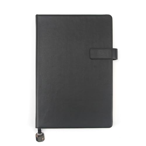 A5 Hard Cover Notebook with Pen Holder, Gold Edges & 180° Lay Flat - Large 5.7x8.4 Dot Grid, Bookmark, Gift Box - Durable Journal for Office, Study, Travel - Writers, Students(Black) - color: Black, style: Hard surface-Dotted