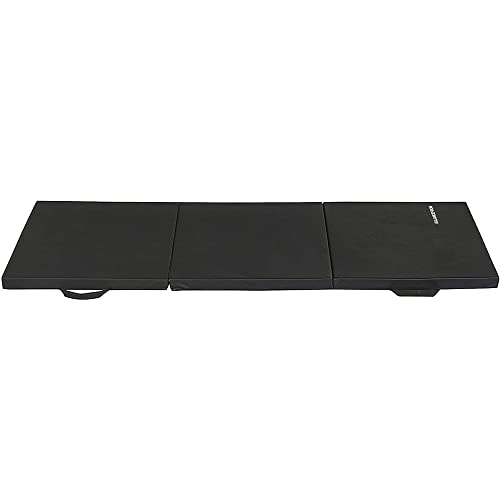 BalanceFrom 6x2 Feet 3-Panel Folding Gymnastics Mat – 2-Inch Thick Pad with Vinyl Surface and Carrying Handles for Tumbling, Yoga, Pilates, Home Workouts, and Martial Arts - color: Black2