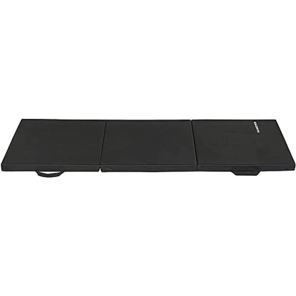 BalanceFrom 6x2 Feet 3-Panel Folding Gymnastics Mat – 2-Inch Thick Pad with Vinyl Surface and Carrying Handles for Tumbling, Yoga, Pilates, Home Workouts, and Martial Arts - color: Black2