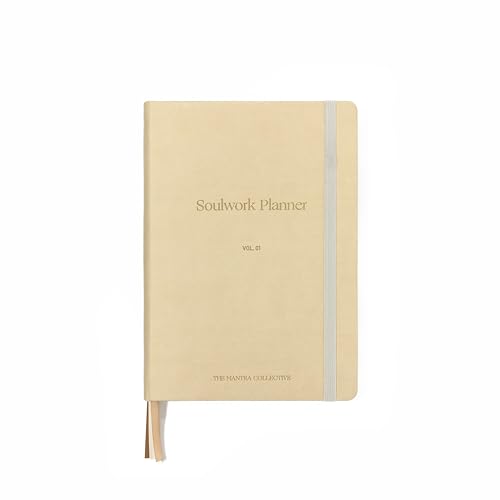 Soulwork Planner - 6 Months Undated, Guided Journal Prompts, B5 Daily Planner, To-Do Lists, 360 Pages, Leather Fabric Hardcover, 6.9” x 9.8”, Lay Flat, Productivity, Self-Care, Mindfulness (Beige) - color: Beige