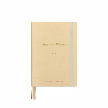 Soulwork Planner - 6 Months Undated, Guided Journal Prompts, B5 Daily Planner, To-Do Lists, 360 Pages, Leather Fabric Hardcover, 6.9” x 9.8”, Lay Flat, Productivity, Self-Care, Mindfulness (Beige) - color: Beige