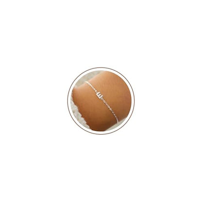 Turandoss Gold Initial Bracelets for Women Girls Jewelry Gifts Trendy - Dainty 18k Gold Plated Letter Initial Bracelet Tiny Letter A-Z Bracelets Personalized Bracelets Gifts for Women Girls Gifts - color: Silver, style: E