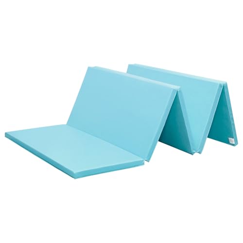 KaRaDaStyle Gymnastics Mat Folding Stretch Mats 75"x31"x1.2" Exercise Muscle Training Children Play Horizontal Bar Mat Yoga Sports Soundproof Home Use - color: AquaBlue/5-fold