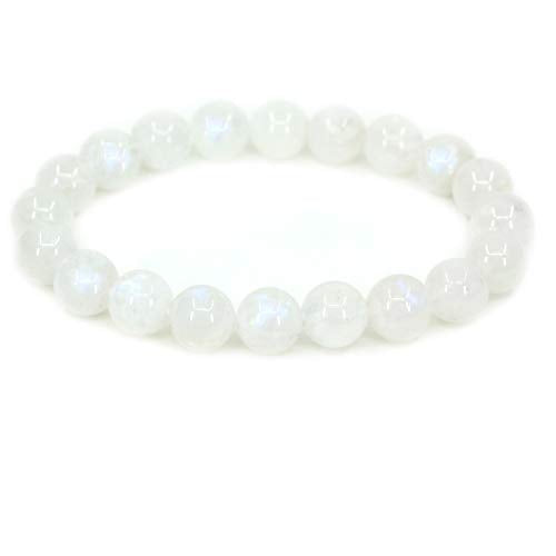 Keleny Fashion Crystal Man Women Stretch Bracelet 10mm Round Beads Rock Jasper 7 Inch Unisex - color: Blue Moonstone