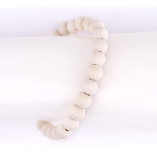 Wood Bead Bracelet - color: White, size: Medium Beads