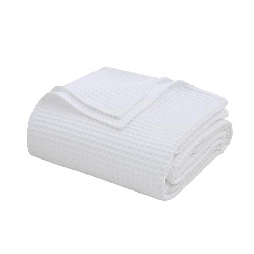 100% Egyptian Cotton Waffle Weave Throw Blanket for Bed Couch Sofa Home Decor, Soft Lightweight Bed & Couch Blanket for All Seasons (White - Full Size - 84 * 90") - color: White, size: Full - 84*90''