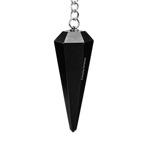 Amazing Gemstone Black Obsidian Crystal Pendulum for Divination - Certified Dowsing Crystals & Healing Stones for Chakra Balancing and Meditation - Enhance Reiki Spiritual Growth - color: Black Obsidian