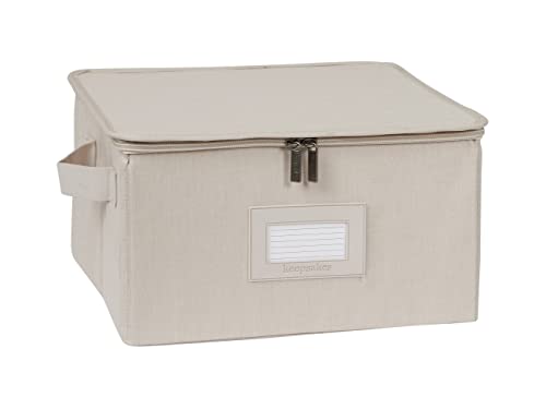 Covermates Keepsakes Zip-Top Storage Box Set, 3 Pack Heavy Duty Polyester Organizer Bins, Stackable Design, ID Window, Reinforced Handles, Closet Home Storage, Beige Heather - color: Beige Heather, size: 12W x 12D x 7H