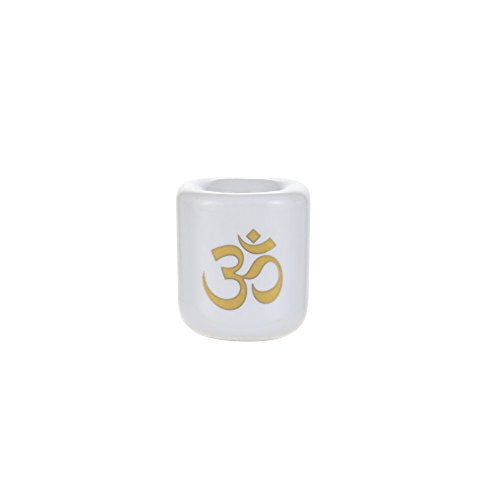 Mega Candles 5 pcs Ceramic Gold Om Chime Ritual Spell Candle Holder - White - color: Gold