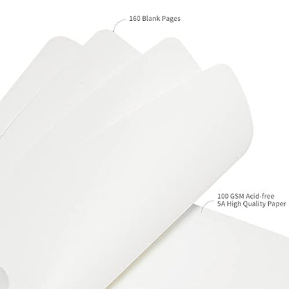 JOYEUX Blank Journal Notebook, A5, 160 Pages 100 Gsm Thick Sketch Books Hardcover Journal for Writing, 5.7 inches x 8 inches Notebooks for Work (Black) - color: Black