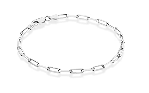 Miabella Solid 925 Sterling Silver Italian 3mm Paperclip Link Chain Bracelet for Women Men, Made in Italy - style: Length 8 Inches