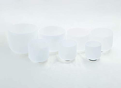 Leize Crystal Singing Bowl with Carrying Case, White, Set of 7 size 6-12" A-G Note 432 hz
