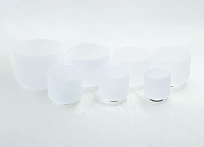 Leize Crystal Singing Bowl with Carrying Case, White, Set of 7 size 6-12" A-G Note 432 hz
