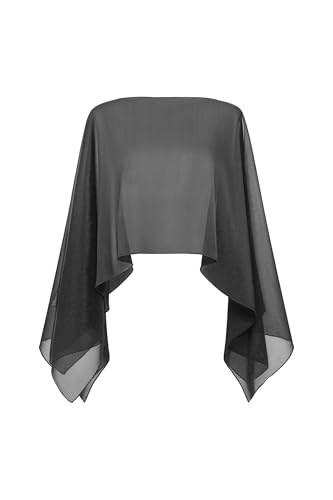 Coucoland Shawl Wraps for Women Sheer Chiffon Shawl Elegant Soft Wraps for Evening Dress Wedding Party - color: Black