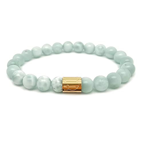 Morchic 8mm Genuine Gemstone Stretch Bracelet for Women Men Unisex, Natural Energy Crystal Stone Beads, Classic Simple Design Cuff Birthday Gift 7.5 Inch - color: Green Angelite