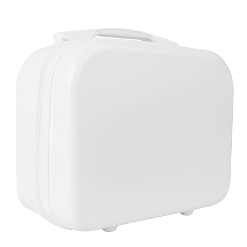 White Portable Makeup Case 14inch Cosmetic Case Travel Toiletry Hand Luggage Carrying Case - color: WHITE