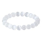 Natural Gemstones Bracelet 8mm Chakra Round Beads Energy Power Crystal Reiki Healing Elastic Stretch 7 Inch for Women Men Unisex - color: Selenite
