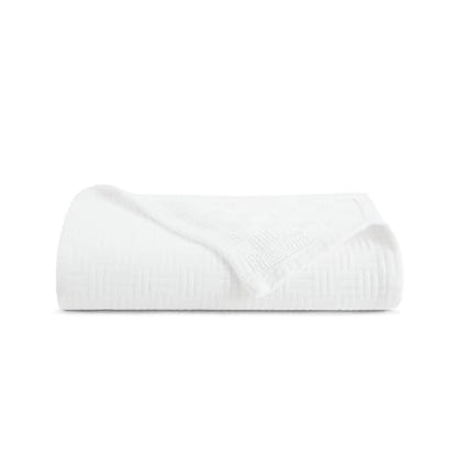 Arkwright Basket Weave Twin Blanket - 100% Ringspun Cotton All Season Blankets, Luxury Hotel Quality, Soft on Skin, Breathable, 300 GSM for Bed, Sofa, and Chair, 68 X 90 in, White - color: Bright White, size: Twin (68x90)