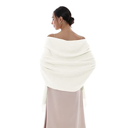 RIIQIICHY Winter Scarfs for Women Pashmina Shawls Wraps for Evening Dresses Large Warm Soft Scarves - color: Ivory