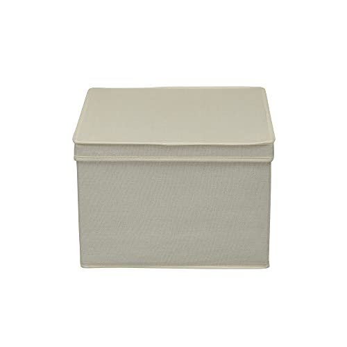 Household Essentials Square KD Storage Box With Lid, Cream Linen - color: Natural
