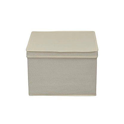 Household Essentials Square KD Storage Box With Lid, Cream Linen - color: Natural