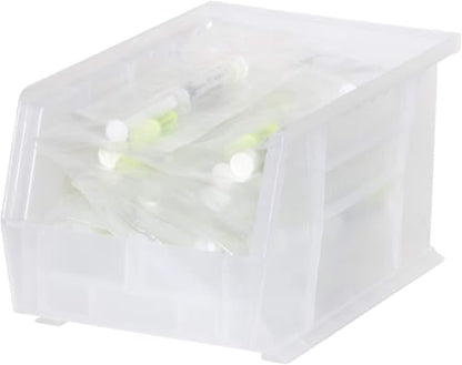 Akro-Mils 30237 AkroBins Plastic Storage Bins, Space-Saving Stackable Bins for Garage, Pantry, Craft Organization, 9" x 6" x 5", Clear, 12-Pack - color: Clear
