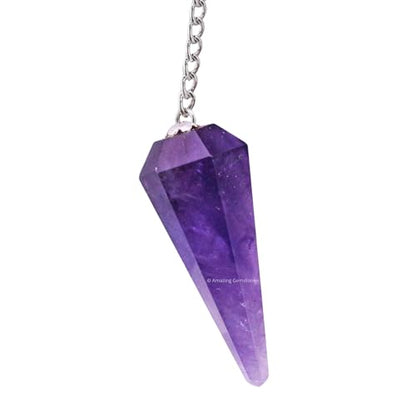 Amazing Gemstone Amethyst Crystal Pendulum for Divination - Certified Dowsing Crystals and Healing Stones for Chakra Balancing and Meditation - Enhance Reiki Spiritual Growth - color: Amethyst