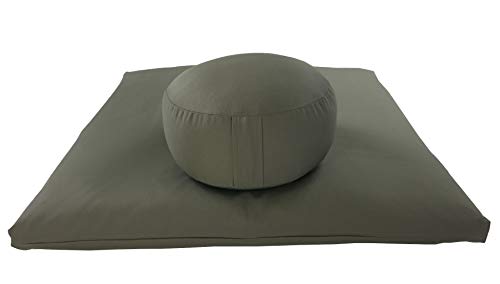 Round Zafu and Zabuton Meditation Cushion Set (2pc) - color: Olive