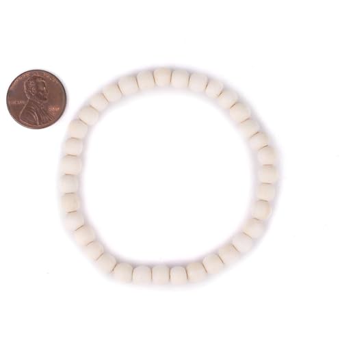 Wood Bead Bracelet - color: White, size: Small Beads